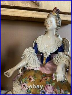 Volkstedt porcelain figurine dresden lace rare group