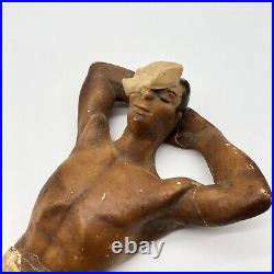 Vtg 1920's Sailor Folk Art Navy Handmade Sculpture Figure 12 USA Chalkware