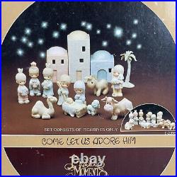 Vtg 1982 Precious Moments Miniaturescome Let Us Adore Him Nativityporcelain