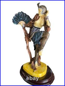 Vtg Art Deco Fan Dancer Figurine Chiparus Design statue sculpture woman large