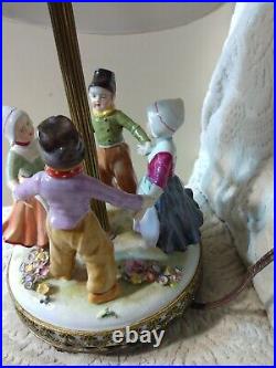 Vtg Dresden Ring Around Rosie Porcelain Figurine Lamp 4 Kids A/O Ormalu Decor