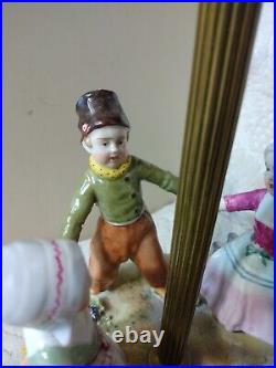 Vtg Dresden Ring Around Rosie Porcelain Figurine Lamp 4 Kids A/O Ormalu Decor