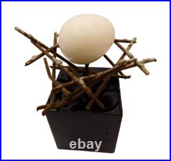 Vtg Glen Davis Welded Wire Egg In Nest On Base Abstract Art Mini Sculpture
