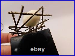 Vtg Glen Davis Welded Wire Egg In Nest On Base Abstract Art Mini Sculpture