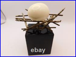 Vtg Glen Davis Welded Wire Egg In Nest On Base Abstract Art Mini Sculpture