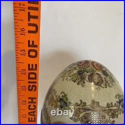 Vtg Hinged Porcelain Egg Cherubs Gold Bronze Duck Base 14¼ Tall 6 Diameter
