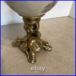 Vtg Hinged Porcelain Egg Cherubs Gold Bronze Duck Base 14¼ Tall 6 Diameter