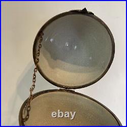 Vtg Hinged Porcelain Egg Cherubs Gold Bronze Duck Base 14¼ Tall 6 Diameter