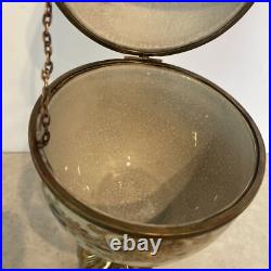 Vtg Hinged Porcelain Egg Cherubs Gold Bronze Duck Base 14¼ Tall 6 Diameter