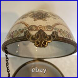 Vtg Hinged Porcelain Egg Cherubs Gold Bronze Duck Base 14¼ Tall 6 Diameter