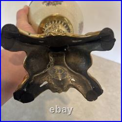 Vtg Hinged Porcelain Egg Cherubs Gold Bronze Duck Base 14¼ Tall 6 Diameter