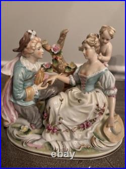 Vtg Meissen Style Victorian Scene Man Proposal Woman Cherub Porcelain Figurine