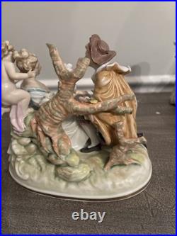 Vtg Meissen Style Victorian Scene Man Proposal Woman Cherub Porcelain Figurine