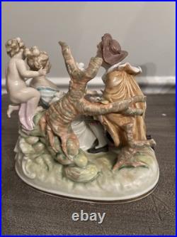 Vtg Meissen Style Victorian Scene Man Proposal Woman Cherub Porcelain Figurine