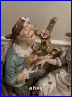 Vtg Meissen Style Victorian Scene Man Proposal Woman Cherub Porcelain Figurine