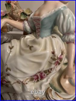 Vtg Meissen Style Victorian Scene Man Proposal Woman Cherub Porcelain Figurine