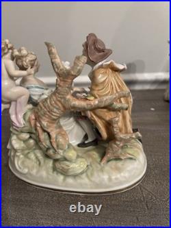 Vtg Meissen Style Victorian Scene Man Proposal Woman Cherub Porcelain Figurine