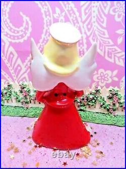 Vtg Ucagco Christmas ANGEL BELL Holding SANTA FACE Mask Red Spaghetti Dress