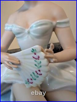 Wallendorf 1764 Porcelain Figurine 1590/3 Seated Lady Holding A Fan 10.25 Tall Wallendorf 1764 Porcelain Figurine 1590/3 Seated Lady Holding A Fan 10.25 Tall