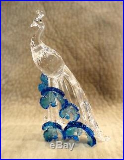 White Peacock Swarovski Crystal Figurine 5063695, Mib, Scs, Blue Flowers