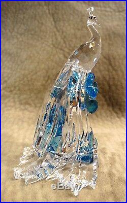 White Peacock Swarovski Crystal Figurine 5063695, Mib, Scs, Blue Flowers