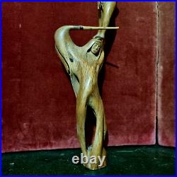Winged ghost warrior root wood carving sculpture 15 in Antique French folk art