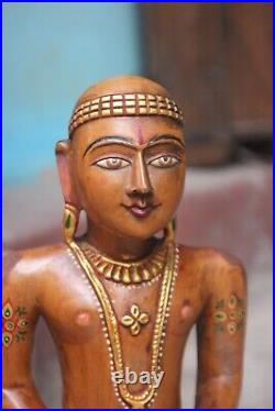 Wood statue Jainism mahaveer swami temple collectable decorative antique art